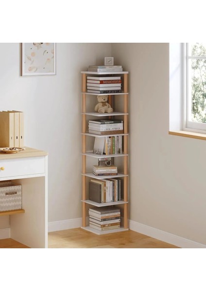 Modern Dikey Kitaplık, 7 Bölmeli Dekoratif Kitap Rafı, Ayakkabı Organizer, Çok Amaçlı Raf modelleri