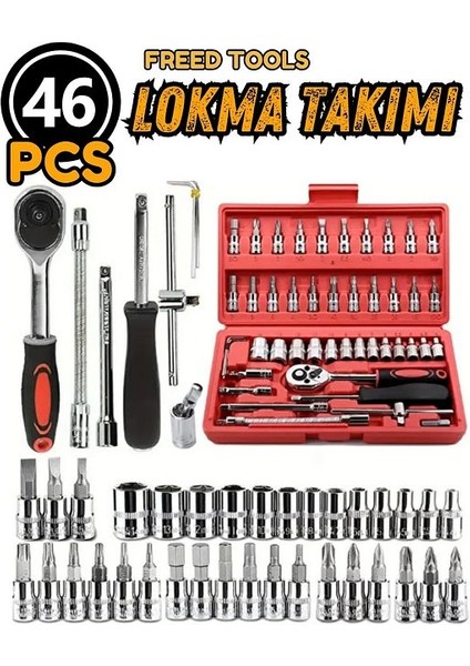 58 Parça 46 Mini Lokma Takımı Otomatik Cırcırlı 1/4" 12 Parça Kombine Açık Ağız-Yıldız Anahtar Takım modelleri