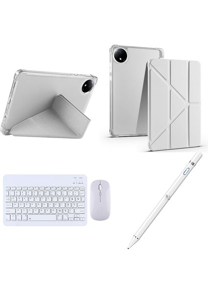 Redmi Pad Se 8.7 '' ile Uyumlu Standlı Kılıf Dokunmatik Kalem ve Klavye Mouse 3'lü Set