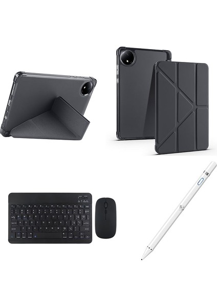 Redmi Pad Se 8.7 '' ile Uyumlu Standlı Kılıf Dokunmatik Kalem ve Klavye Mouse 3'lü Set