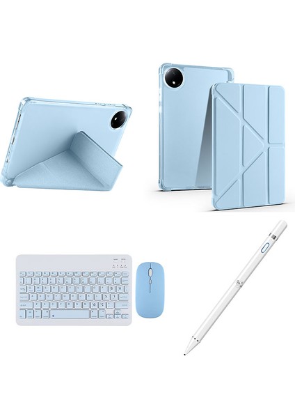 Redmi Pad Se 8.7 '' ile Uyumlu Standlı Kılıf Dokunmatik Kalem ve Klavye Mouse 3'lü Set