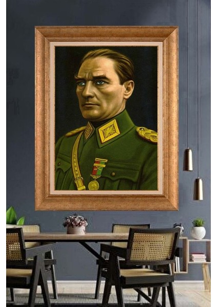 Altın Çerçeveli Paspartulu Atatürk Tablo FS623
