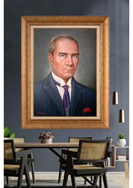Altın Çerçeveli Paspartulu Atatürk Tablo FS413
