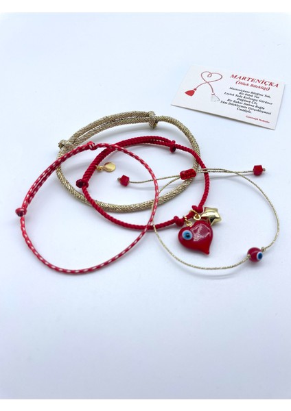 Marteniçka Kartlı Jelatinli Hediyelik Murano Boncuklu Dilek ve Şans Bilekliği Seti fiyatları