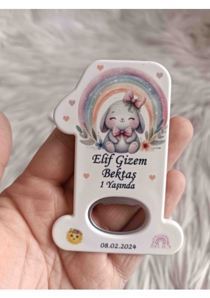 25 Adet Gökkuşaklı Tavşan 1 Rakam Açacak Magnet Yenidoğan Doğum Günü Mevlüt Hediyelikleri