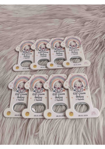 25 Adet Gökkuşaklı Tavşan 1 Rakam Açacak Magnet Yenidoğan Doğum Günü Mevlüt Hediyelikleri modelleri