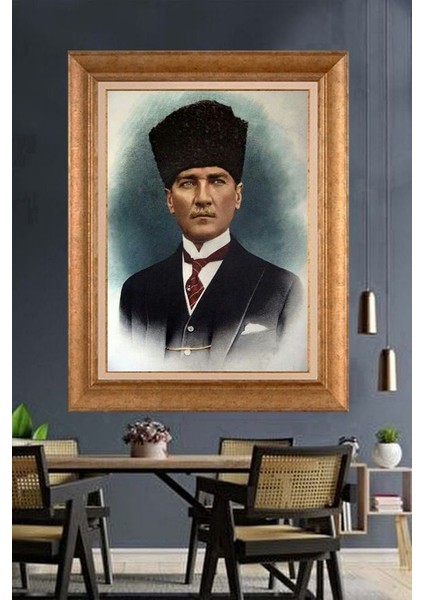 Altın Çerçeveli Paspartulu Atatürk Tablo FS288