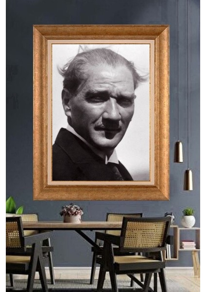 Altın Çerçeveli Paspartulu Atatürk Tablo FS102