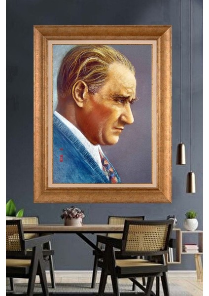 Altın Çerçeveli Paspartulu Atatürk Tablo FS282