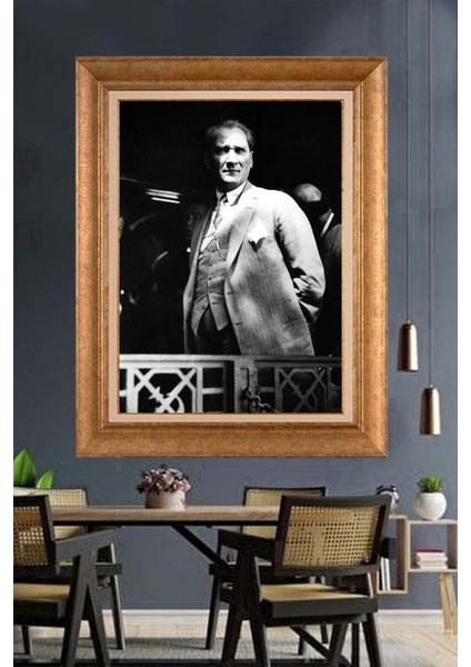 Altın Çerçeveli Paspartulu Atatürk Tablo FS571