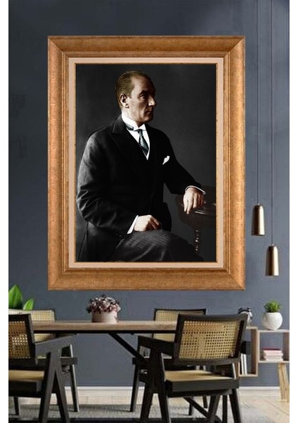 Altın Çerçeveli Paspartulu Atatürk Tablo FS184