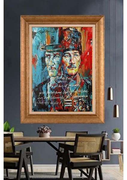 Altın Çerçeveli Paspartulu Atatürk Tablo FS301