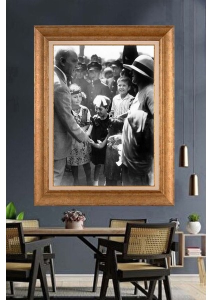 Altın Çerçeveli Paspartulu Atatürk Tablo FS475