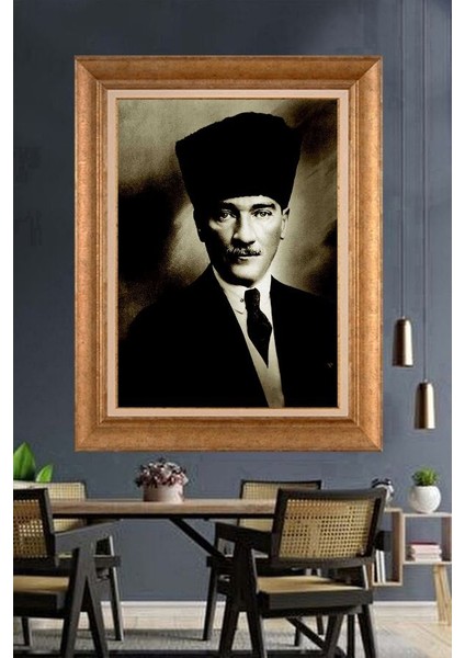 Altın Çerçeveli Paspartulu Atatürk Tablo FS704