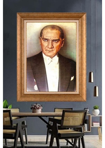 Altın Çerçeveli Paspartulu Atatürk Tablo FS730