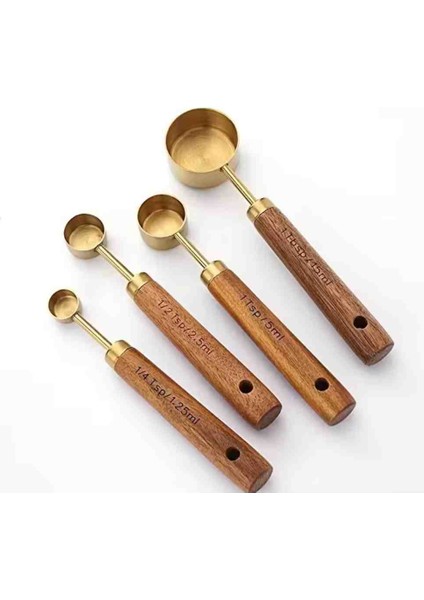 4 Parça Bambu Saplı Ölçü Kaşıgı