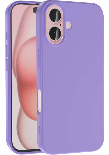 Caseworld Apple iPhone 16 ile Uyumlu Kapak Içi Kadife Lansman Silikon Kılıf - Lila
