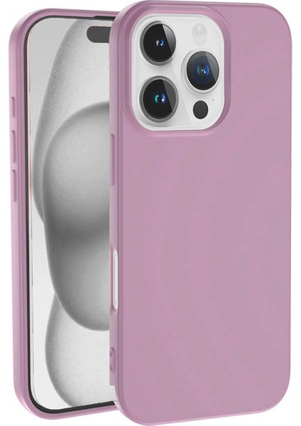 Caseworld Apple iPhone 16 Pro Max ile Uyumlu Kapak Içi Kadife Lansman Silikon Kılıf - Pembe