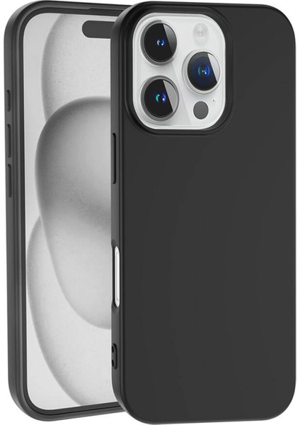 Caseworld Apple iPhone 16 Pro Max ile Uyumlu Kapak Içi Kadife Lansman Silikon Kılıf - Siyah