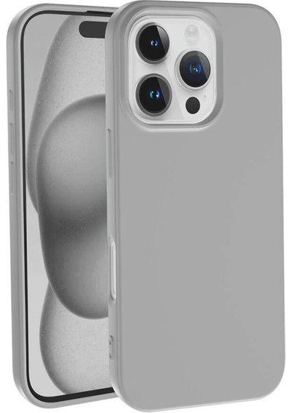 Caseworld Apple iPhone 16 Pro Max ile Uyumlu Kapak Içi Kadife Lansman Silikon Kılıf - Gri