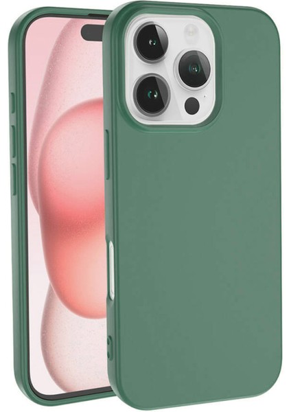 Caseworld Apple iPhone 16 Pro ile Uyumlu Kapak Içi Kadife Lansman Silikon Kılıf - Yeşil