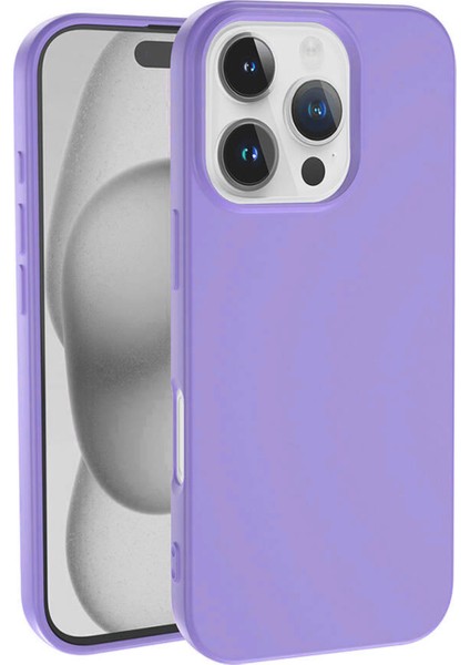 Caseworld Apple iPhone 16 Pro Max ile Uyumlu Kapak Içi Kadife Lansman Silikon Kılıf - Lila