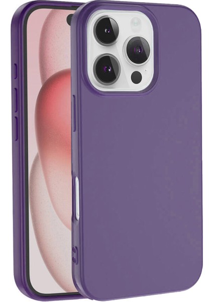 Caseworld Apple iPhone 16 Pro ile Uyumlu Kapak Içi Kadife Lansman Silikon Kılıf - Mor