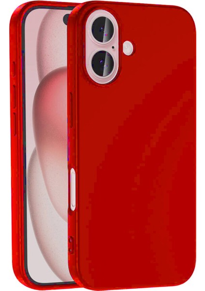 Caseworld Apple iPhone 16 ile Uyumlu Kapak Içi Kadife Lansman Silikon Kılıf - Kırmızı
