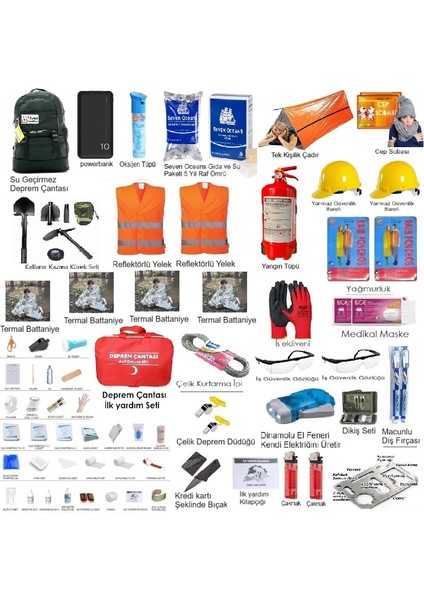 Tam Kapsamlı Mega Deprem Çantası 237 Parça 4 Kişilik Aile Deprem Çantası fiyatları