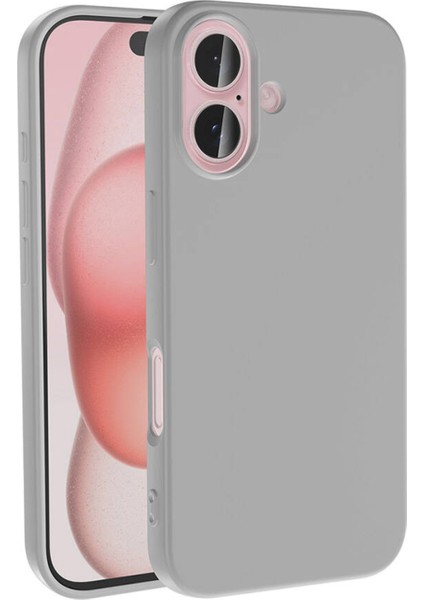 Caseworld Apple iPhone 16 ile Uyumlu Kapak Içi Kadife Lansman Silikon Kılıf - Gri