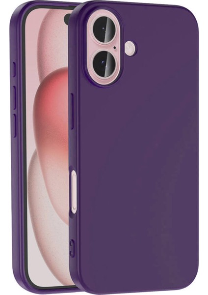 Caseworld Apple iPhone 16 ile Uyumlu Kapak Içi Kadife Lansman Silikon Kılıf - Mor