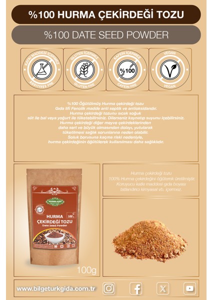 Hurma Çekirdeği Tozu 100 gr x 3
