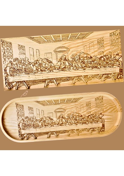 Leonardo Da Vinci Son Akşam Yemeği Ahşap Oval Dekoratif Tabak fiyatları