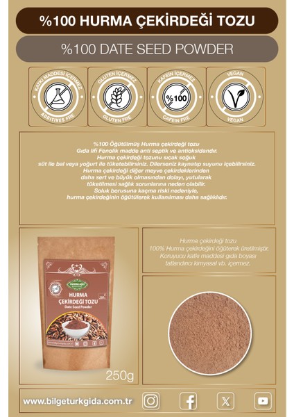 Hurma Çekirdeği Tozu 250 gr x 3
