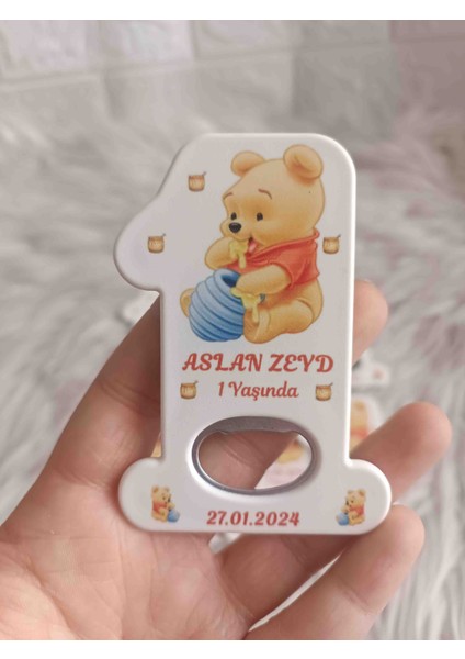10 Adet Winnie The Pooh 1 Rakam Açacak Magnet Yenidoğan Doğum Günü Mevlüt Hediyelikleri