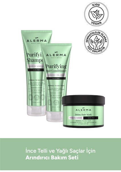 Ince Telli ve Yağlı Saçlar Için Arındırıcı Sülfatsız Saç Bakım Seti