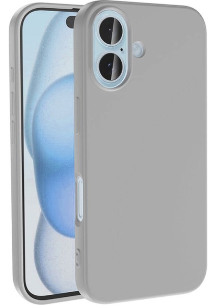 Apple iPhone 16 Plus ile Uyumlu Kapak Içi Kadife Lansman Silikon Kılıf - Gri