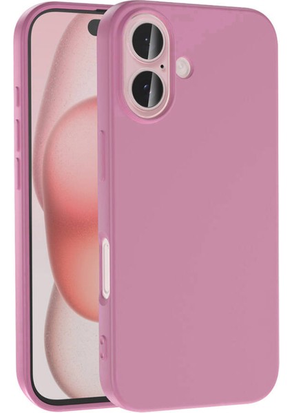 Apple iPhone 16 ile Uyumlu Kapak Içi Kadife Lansman Silikon Kılıf - Pembe