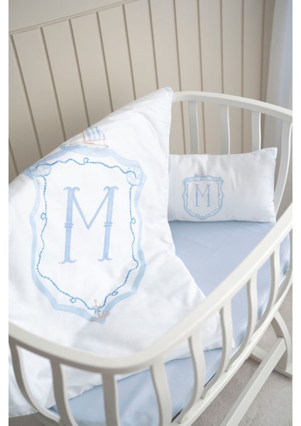 Harf Serisi M Harfi Anne Yanı Nevresim Seti (60 x 100) - Noble Serie Mavi fırsatları