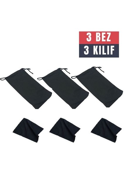 3 Adet Gözlük Kılıfı + Bez Seti