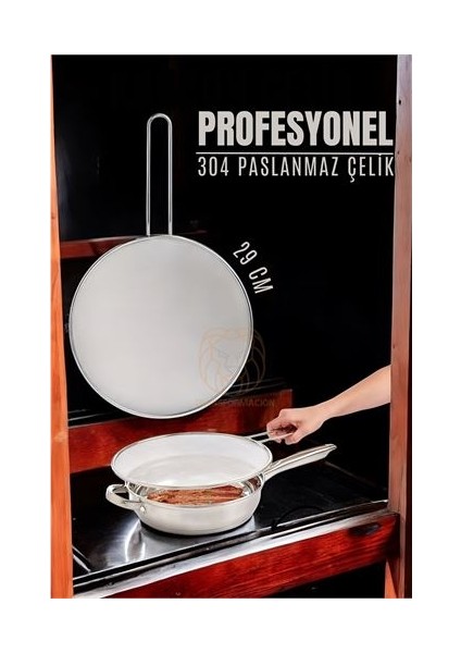 Kızartma Yağ Sıçratmaz 29 cm 304 Paslanmaz Çelik Mink Design