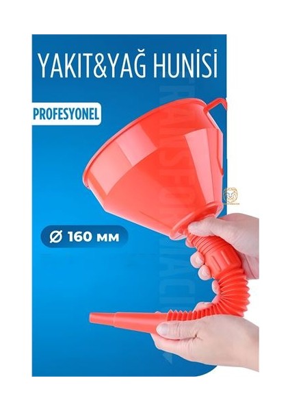 16 cm Çap Büyük Huni Süzgeçli Yakıt Yağ Hunisi Jeneratör Hunisi