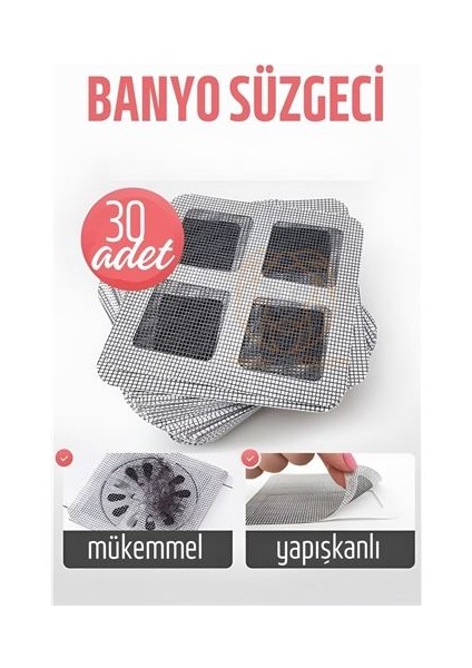 Banyo Gider Süzgeci 30 Adet