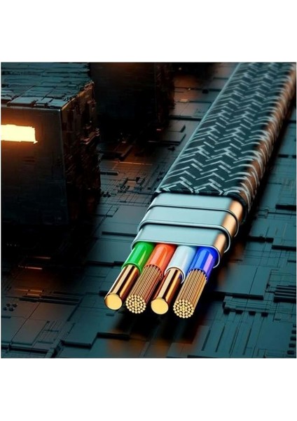 2 In 2 4'lü 65W USB Type-C ve Lightning Örgülü Şarj ve Data Kablosu - 1.5m Siyah AZ-B10TH