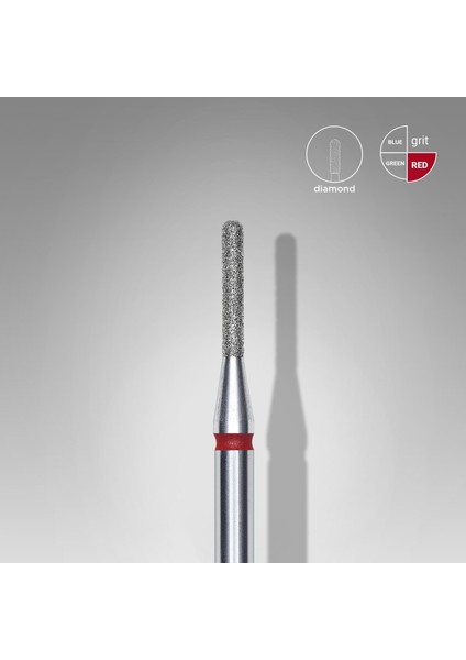 Elmas Yuvarlanmış Silindir Freze, Kırmızı, Çap 1,4 mm, Çalışma Kısmı 8 mm