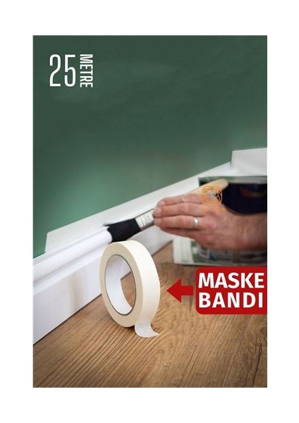 Maskeleme Bandı 25 Metre Çıkarılabilir Boyacı Bandı