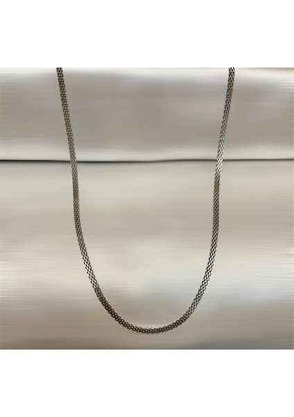 Silver Renk Hasır Örme Unisex Çelik Kolye 65 cm (3mm) modelleri