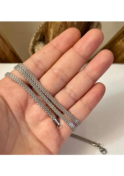 Silver Renk Hasır Örme Unisex Çelik Kolye 65 cm (3mm) fırsatları