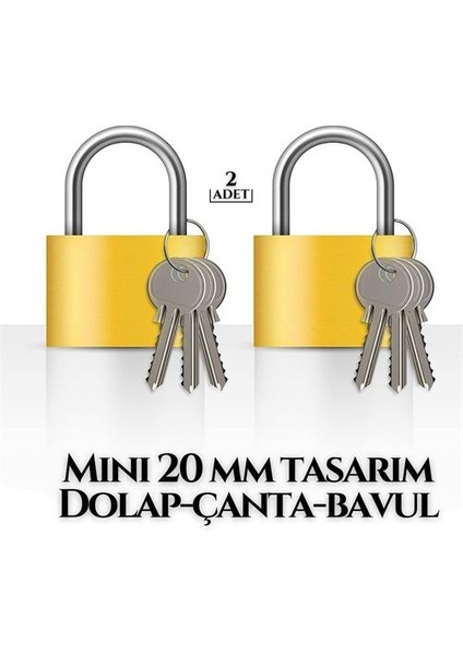Mini 20 mm Dolap Çanta Bavul Kilidi 2 Adet