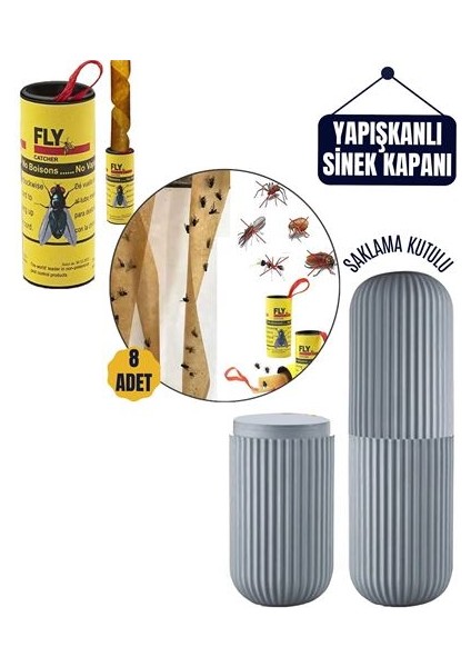 8 Adet Yapışkanlı Sinek Şeridi Korumalı Kutulu
